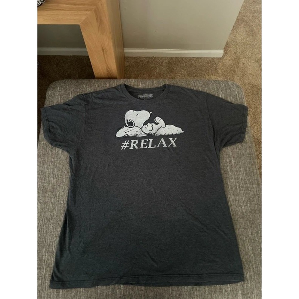 Peanuts Snoopy Relax Graphic T-Shirt Mens XL Charcoal Heather Gray Short Sleeve